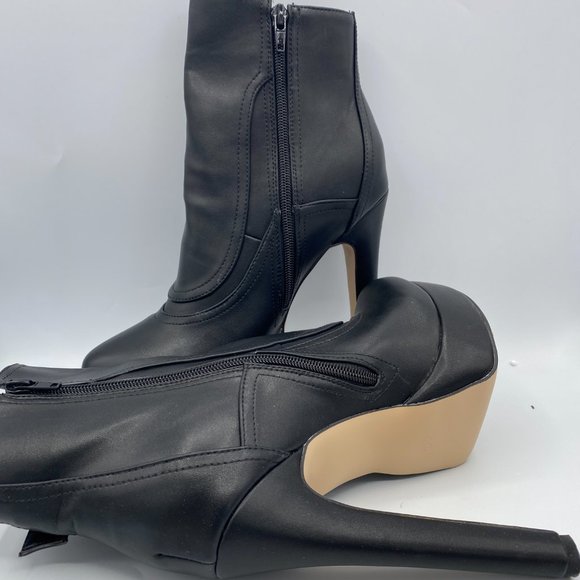 Women's Platform Ankle Boots Zipper High Heels - Picture 4 of 9
